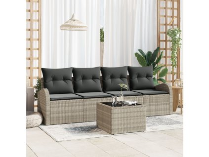 Sada zahradních pohovek Světle šedá 55 x 55 x 37 cm polyratan