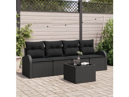 Sada zahradních pohovek Černá 55 x 55 x 37 cm polyratan