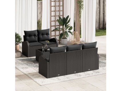 Sada zahradních pohovek Černá 55 x 55 x 37 cm polyratan