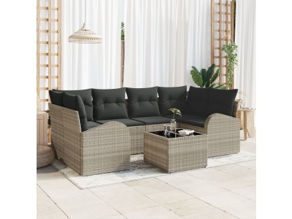 Sada zahradních pohovek Světle šedá 55 x 55 x 37 cm polyratan