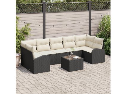 Sada zahradních pohovek Černá 55 x 55 x 37 cm polyratan