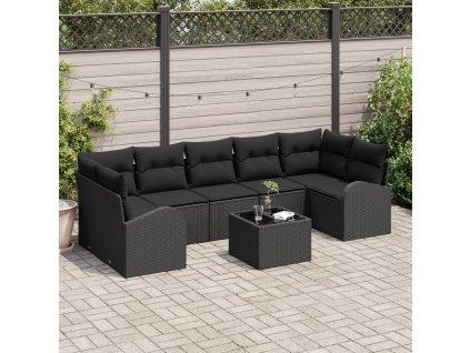 Sada zahradních pohovek Černá 55 x 55 x 37 cm polyratan