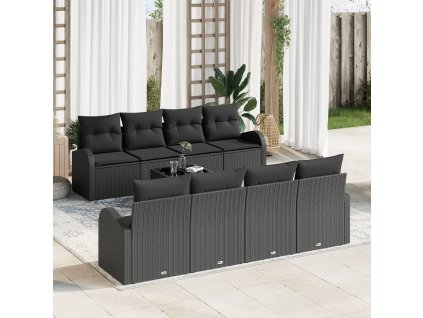 Sada zahradních pohovek Černá 55 x 55 x 37 cm polyratan