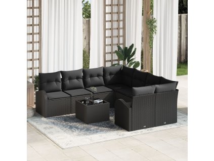 Sada zahradních pohovek Černá 55 x 55 x 37 cm polyratan