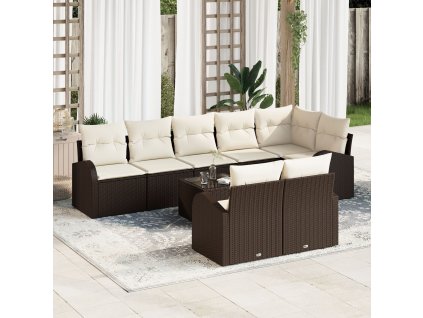 Sada zahradních pohovek Hnědá a krémová 55 x 55 x 37 cm