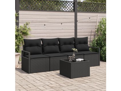 Set pohovek 5 pcs Černá polyratan