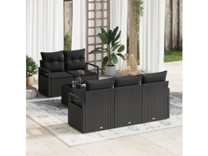 Set pohovek 6 pcs Černá polyratan
