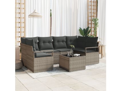 Set pohovek 7 pcs Šedá polyratan