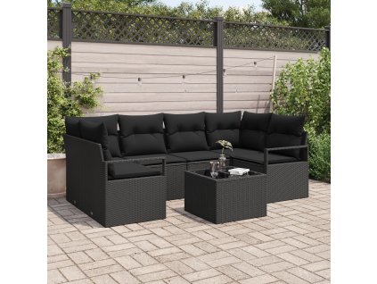 Set pohovek 7 pcs Černá polyratan