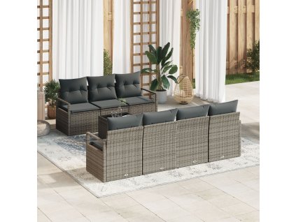 Set pohovek 8 pcs Šedá polyratan