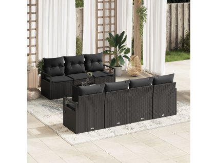 Set pohovek 8 pcs Černá polyratan