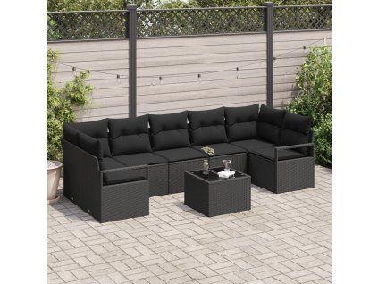 Set pohovek 8 pcs Černá polyratan 3346303