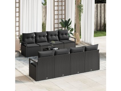 Set pohovek s polštářem 7 pcs Černá polyratan