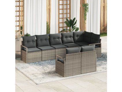 Set pohovek 8 pcs Šedá polyratan 3346429
