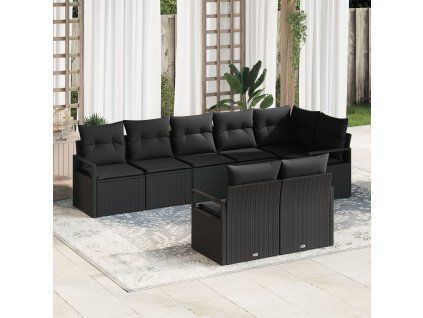 Set pohovek 8 pcs Černá polyratan 3346433
