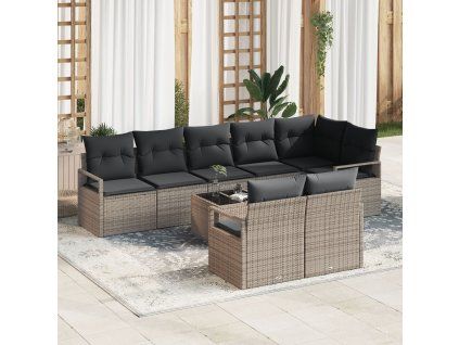 Set pohovek 9 pcs Šedá polyratan 3346439