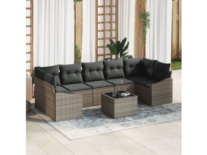 Set pohovek s polštářem Šedá 55 x 55 x 37 cm polyratan