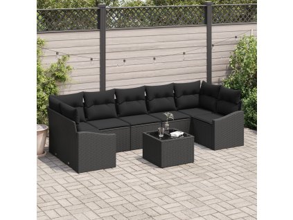 Set pohovek s polštářem Černá 55 x 55 x 37 cm polyratan