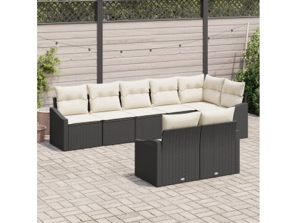 Set pohovek s polštářem 8 pcs Černá polyratan