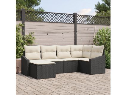 Sada zahradních pohovek 6 pcs Černá Poly ratan