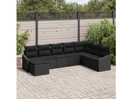 Set pohovek s polštářem 8 pcs Černá polyratan