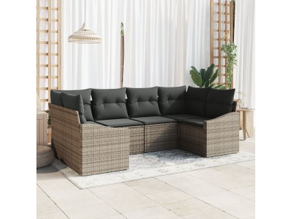 Set pohovek s polštářem 6 pcs Šedá polyratan