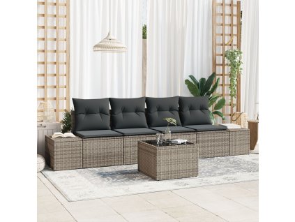 Set pohovek s polštářem s polštářem 5 pcs Šedá polyratan