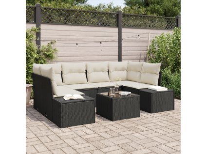 Sada zahradních pohovek s polštářem 7 pcs Černá polyratan