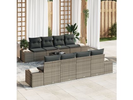 Sada zahradních pohovek s polštářem 7 pcs Šedá polyratan