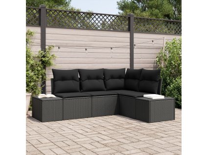 Sada zahradních pohovek 4 pcs Černá polyratan