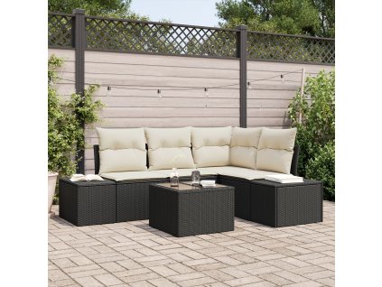 Sada zahradních pohovek 5 pcs Černá polyratan