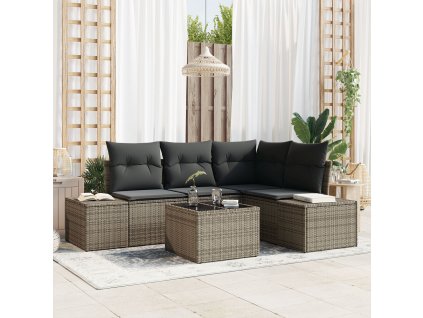 Sada zahradních pohovek 5 pcs Šedá polyratan