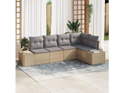 Sada zahradních pohovek 5 pcs Béžová polyratan