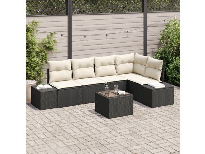 Sada zahradních pohovek 6 pcs Černá polyratan