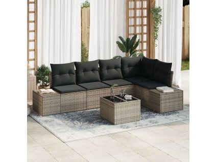 Sada zahradních pohovek 6 pcs Šedá polyratan