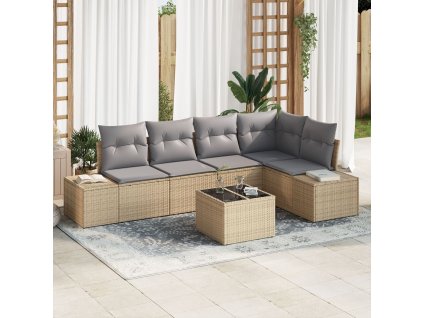 Sada zahradních pohovek 6 pcs Béžová polyratan