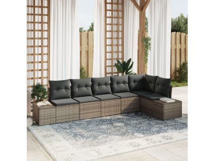 Sada zahradních pohovek s polštářem 6 pcs Šedá polyratan