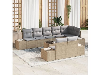 Sada zahradních pohovek 9 pcs Beige a šedá polyratan