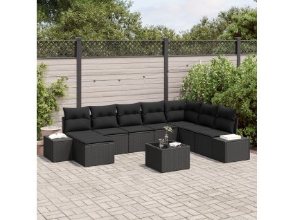 Sada zahradních pohovek s polštářem 9 pcs polyratan