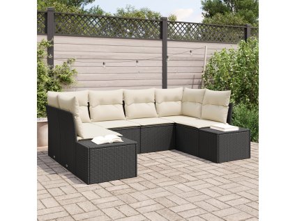 Sada zahradních pohovek s polštářem 6 pcs Černá polyratan