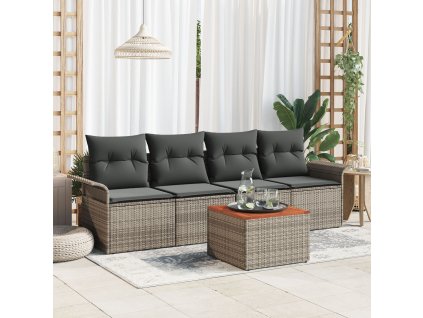 Sada zahradních pohovek 5 pcs Šedá Poly ratan