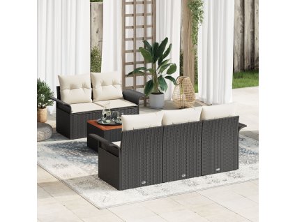 Sada zahradních pohovek 6 pcs Černá Poly ratan