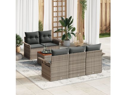 Sada zahradních pohovek 6 pcs Šedá Poly ratan