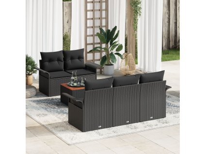 Sada zahradních pohovek 6 pcs Černá Poly ratan