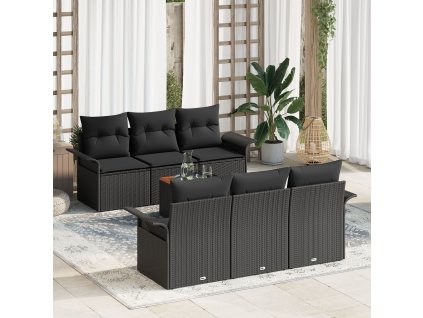 Sada zahradních pohovek 7 pcs Černá Poly ratan