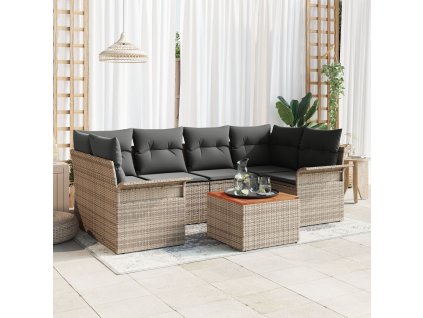 Sada zahradních pohovek 7 pcs Šedá Poly ratan