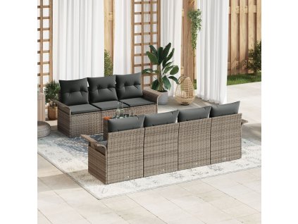 Sada zahradních pohovek 8 pcs Šedá Poly ratan