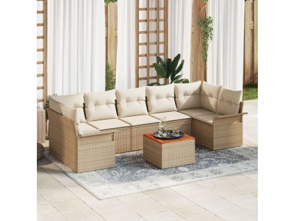 Sada zahradních pohovek 8 pcs Béžová Poly ratan