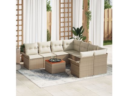 Sada zahradních pohovek 9 pcs Béžová Poly ratan