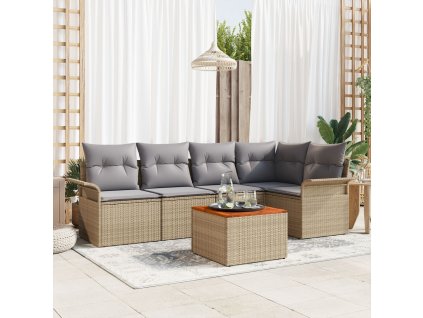 Sada zahradních pohovek 6 pcs Béžová Poly ratan
